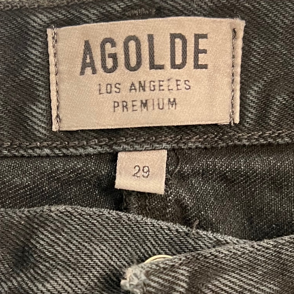 NEW WITH TAGS! ! AGOLDE Black High Rise Denim Mini Skirt - Size 29 - Picture 4 of 4